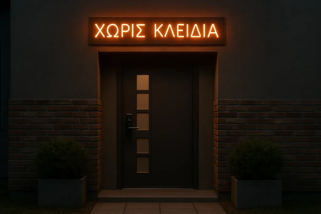 Πόρτα σπιτιού με ηλεκτρονικό κλείδωμα